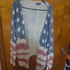 ODDY Women's Star and Stripe Cardigan - Blue and Red